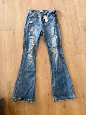 Bailey Made Distressed Blue Flare Jeans - Women